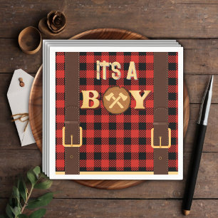 Guardanapo De Papel É um garoto Rustic Lumberjack Flannel Chá de frald