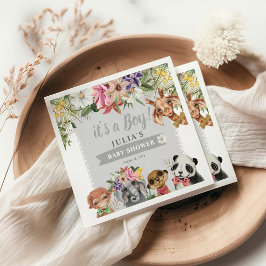 Guardanapo De Papel É um menino! Chá de fraldas Cute Safari