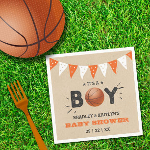 Guardanapo De Papel É um menino! Chá de fraldas de Basquete Themed Co-