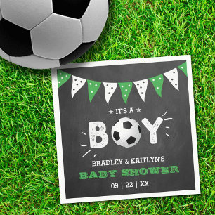 Guardanapo De Papel É um menino! Chá de fraldas de futebol pensado