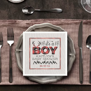 Guardanapo De Papel É um menino! Chá de fraldas de Lumberjack de Xadre