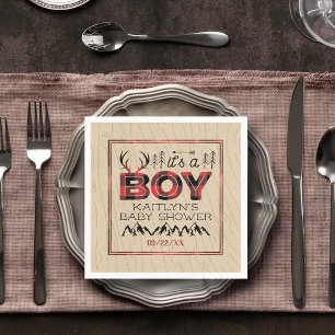 Guardanapo De Papel É um menino! Chá de fraldas de Lumberjack de Xadre