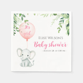 Guardanapo De Papel É uma garota! Pequeno elefante bonito com balão