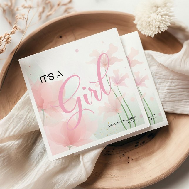 Guardanapo De Papel É uma Menina Flores Rosa Suave  (Criador carregado)