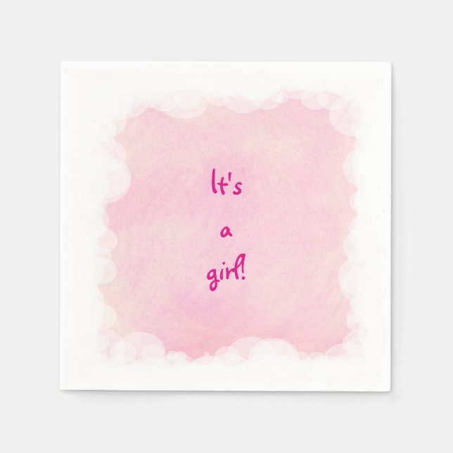 Guardanapo De Papel É uma menina rosa que combina nuvens brancas com n (Frente)