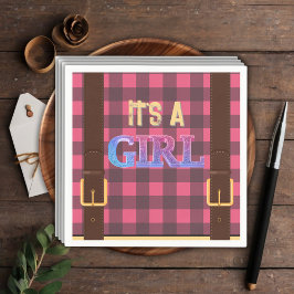 Guardanapo De Papel É uma menina Rustic Lumberjack Flannel Chá de fral