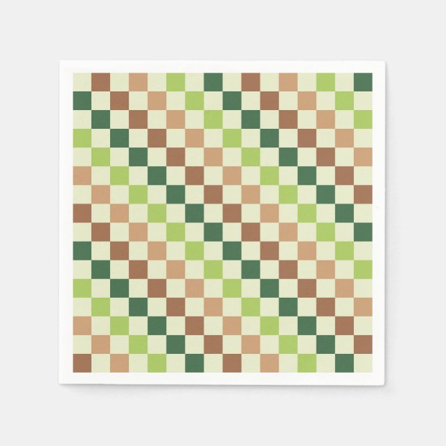 Guardanapo De Papel Earthy rainbow diagonal checkerboard pattern (Frente)