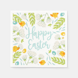 Guardanapo De Papel Easter Chicks Spring Floral Foliage 