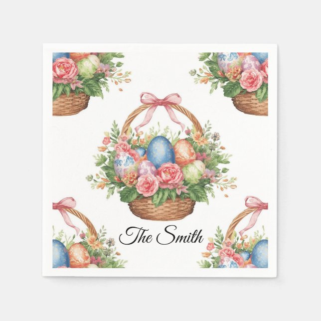 Guardanapo De Papel Easter Egg Hunt Party Napkins with Name (Frente)