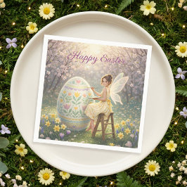 Guardanapo De Papel Easter Fairy Painting Egg Spring