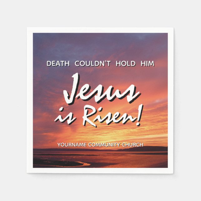 Guardanapo De Papel Easter JESUS IS RISEN Customizable Christian (Frente)