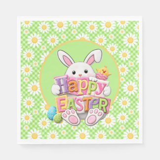 Guardanapo De Papel Easter Spring Daisy Bunny 