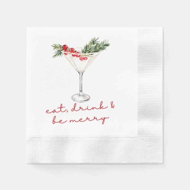 Guardanapo De Papel Eat, Drink, and Be Merry Christmas  (Frente)