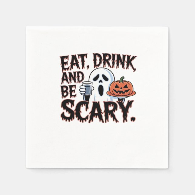 Guardanapo De Papel Eat Drink Be Scary Halloween Pumpkin Creative Styl (Frente)