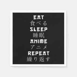Guardanapo De Papel Eat Sleep Anime Repete O Passo Japonês Do Manga