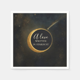 Guardanapo De Papel Eclipse de Poeira Estelar Dourada Casamento Celest