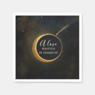 Guardanapo De Papel Eclipse de Poeira Estelar Dourada Casamento Celest