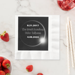 Guardanapo De Papel Eclipse Solar de 2024 e 2017 com Datas Duplas
