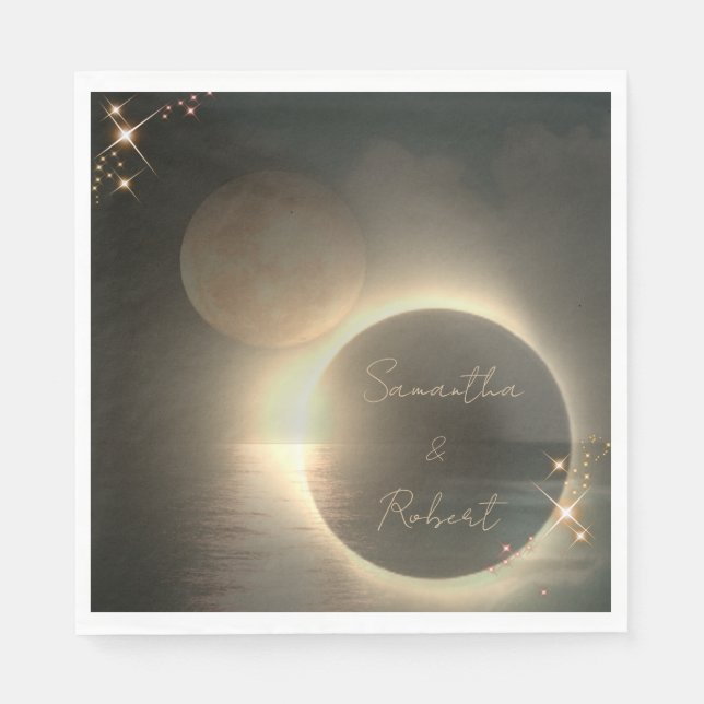 Guardanapo De Papel Eclipse Solar Sépia Elegante Foto Personalizada de (Frente)