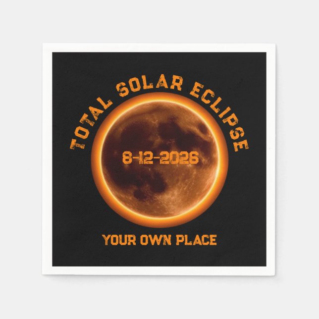 Guardanapo De Papel Eclipse Solar Total 12 de Agosto de 2026 (Frente)