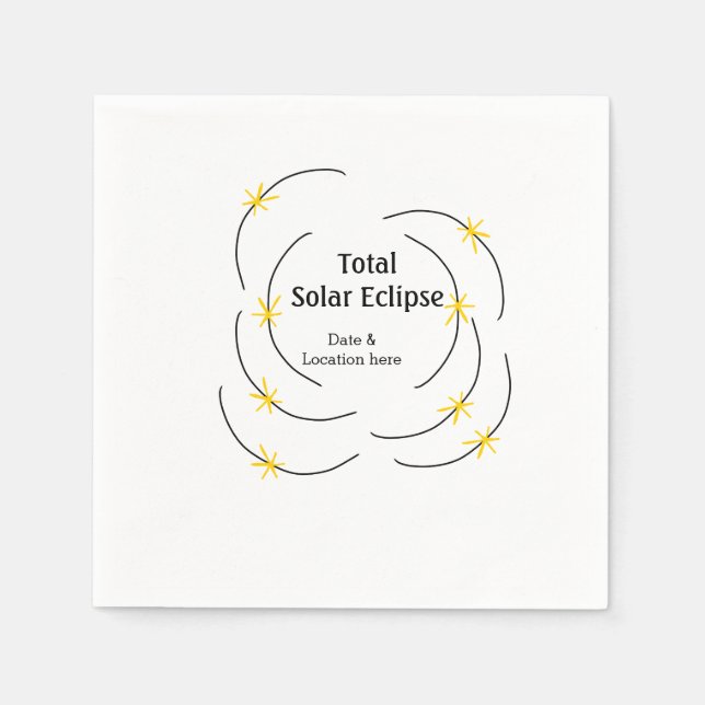 Guardanapo De Papel Eclipse solar total adicionar data localização met (Frente)