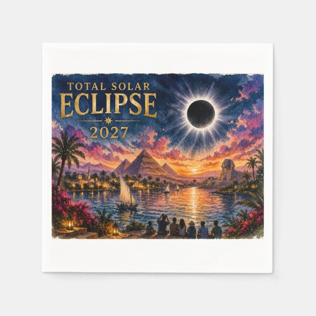 Guardanapo De Papel Eclipse Total Solar 2027 Egito (Frente)