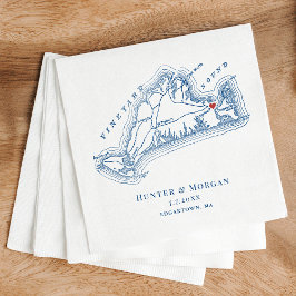 Guardanapo De Papel Edgartown MÃE Map Marinho Elegante Casamento Azul