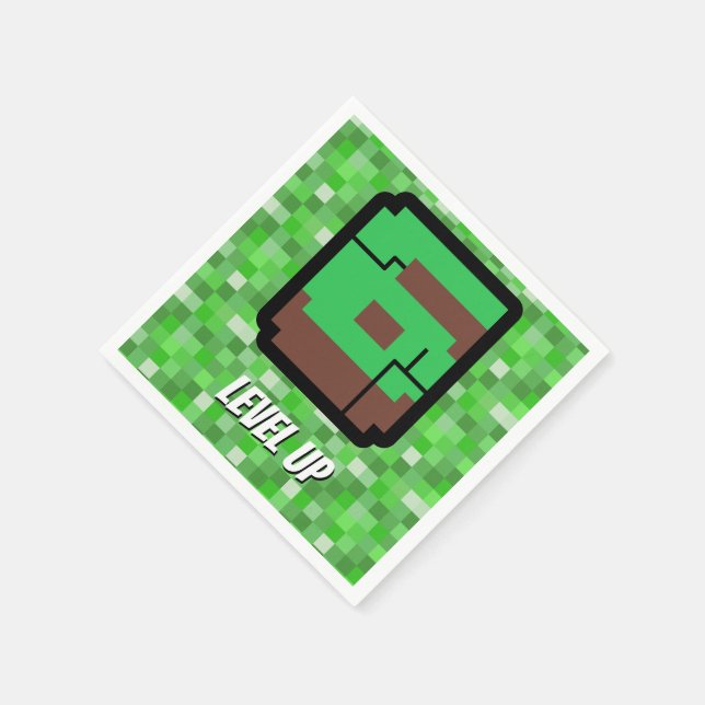 Guardanapo De Papel Edifício Verde Pixelado do Jogador Nível 6 (Canto)