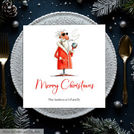 Guardanapo De Papel Editable Santa Claus Funny Christmas Dinner Napkin