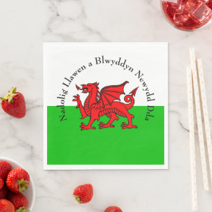 Guardanapo De Papel Editar Texto Sinalizador de Welsh Sinalizador Verm