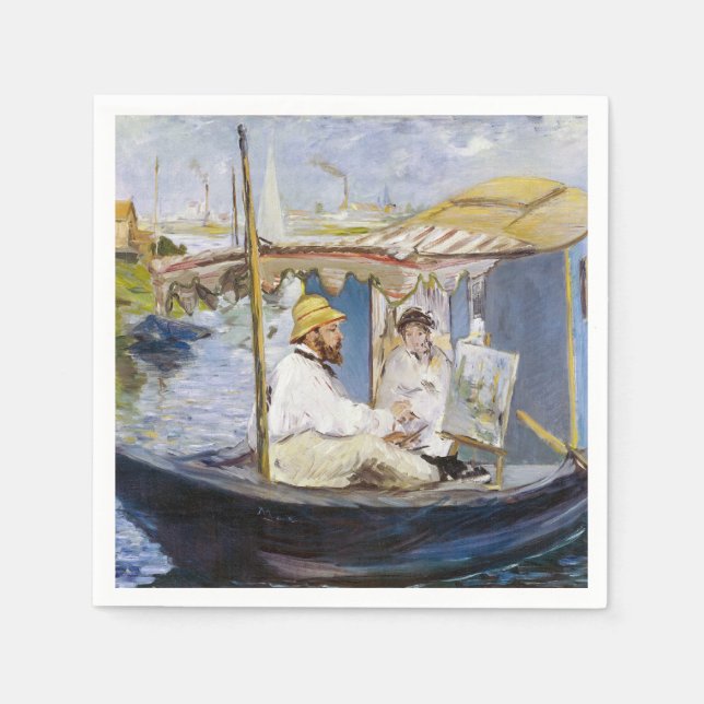 Guardanapo De Papel Edouard Manet - Monet em seu Studio Boat (Frente)