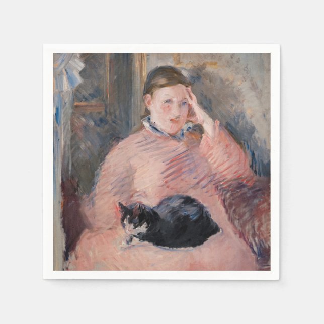 Guardanapo De Papel Edouard Manet - Mulher com gato (Frente)