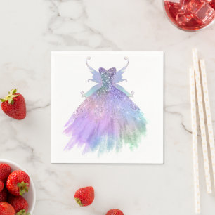 Guardanapo De Papel Eethal Fairy Gown   Rainbow Ombre Pastel Sheen