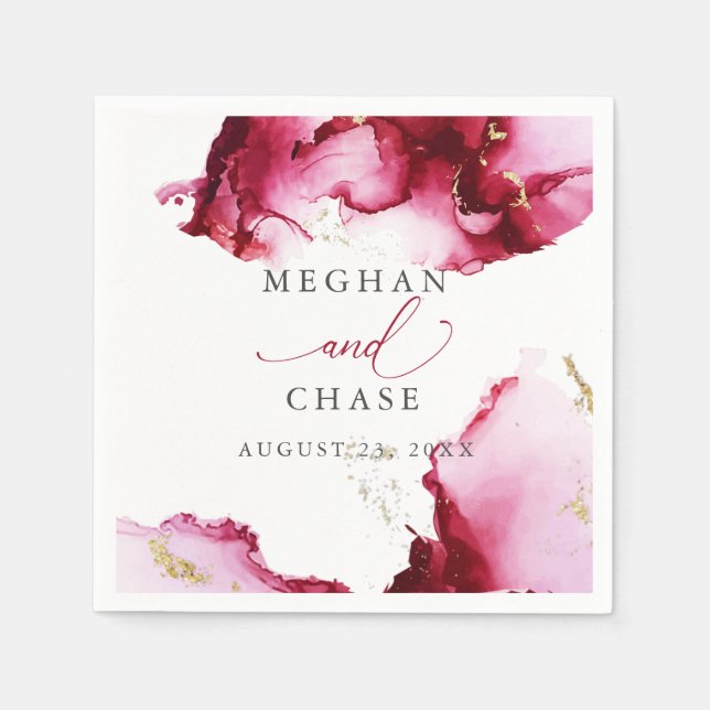 Guardanapo De Papel Eethal Ruby Red e Pink Abstrato Napkins (Frente)