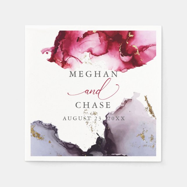 Guardanapo De Papel Eethal Ruby Red e Purple Abstrato Napkins (Frente)