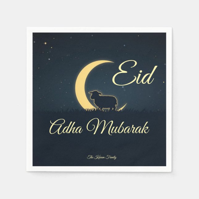 Guardanapo De Papel Eid  Al Adha Dark Blue Sheep  Dinner  (Frente)