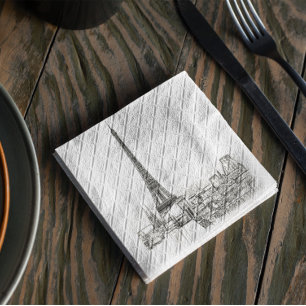 Guardanapo De Papel Eiffel Tower Paris Cityscape Sketches Partido Napk