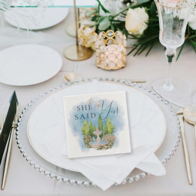 Guardanapo De Papel Ela Disse Que Sim! Flores Elegante (Criador carregado)