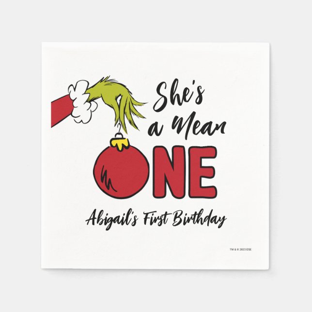 Guardanapo De Papel Ela é Má | Aniversário do Grinch (Frente)