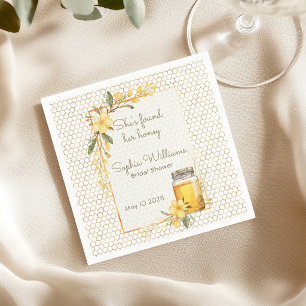 Guardanapo De Papel Ela Encontrou Seu Chuveiro Nupcial Floral Amarelo