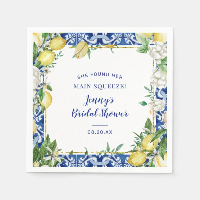 Guardanapo De Papel Ela Encontrou Seu Grande Amor Lemon Bridal Showe (Frente)
