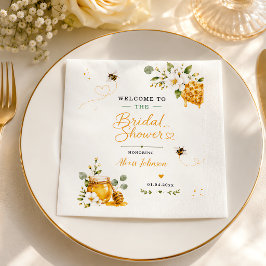 Guardanapo De Papel Ela Encontrou Seu Mel Elegante Floral Dourado Pers