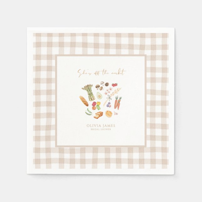 Guardanapo De Papel Ela está fora do mercado de chá de noiva floral (Frente)