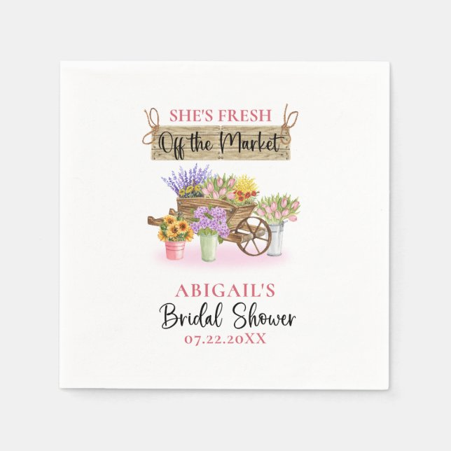 GUARDANAPO DE PAPEL ELA ESTÁ FRESCA DO MERCADO SINAL FLORAL DE BEM-VIN (Frente)