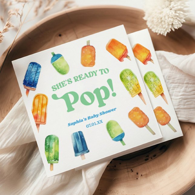 Guardanapo De Papel Ela está pronta para Pop Chá de fraldas de picolé  (Criador carregado)