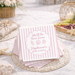 Guardanapo De Papel Ela Estará Aqui Em Breve Conchas do Mar Rosa Chuve