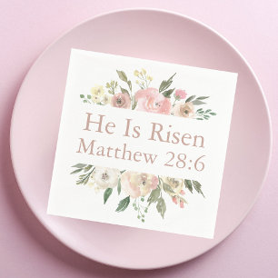 Guardanapo De Papel Ele é Risen Rosa Linda Páscoa Religiosa Floral