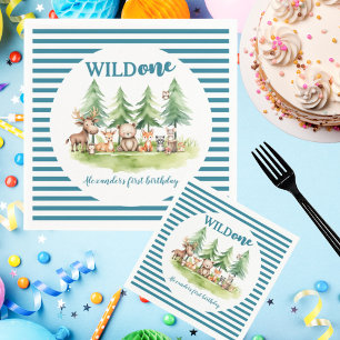 Guardanapo De Papel Ele é um selvagem Animais da Floresta 1º Aniversár