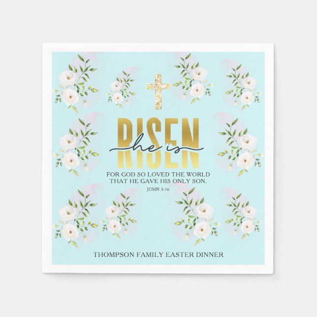 Guardanapo De Papel Ele Está Arriscado, Cristão, Citando Páscoa Azul (Frente)