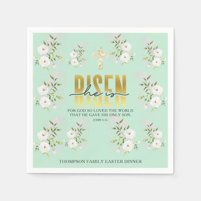 Guardanapo De Papel Ele Está Arriscado, Religioso, Citando A Páscoa (Frente)